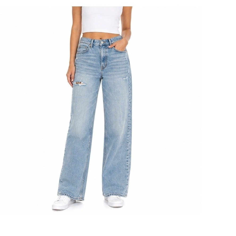 NEW Denim Forum Cotton Denim The Arlo Hi-Rise Straight Jean Blue Women's Size 31